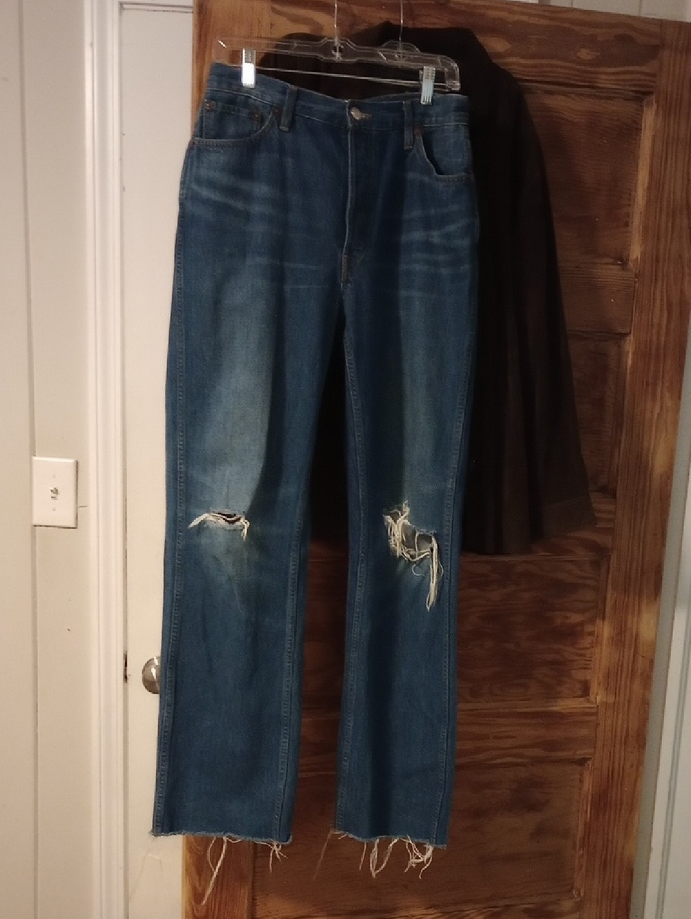 Re/Done Blue 90's High-Rise Loose With Distressed Knees. - Picture 2 of 9